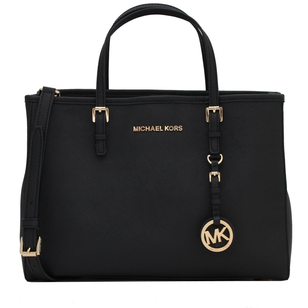Michael Kors Jet Set Travel Chain Medium Saffiano Leather Top-Zip  Multi-Function Tote Bag –