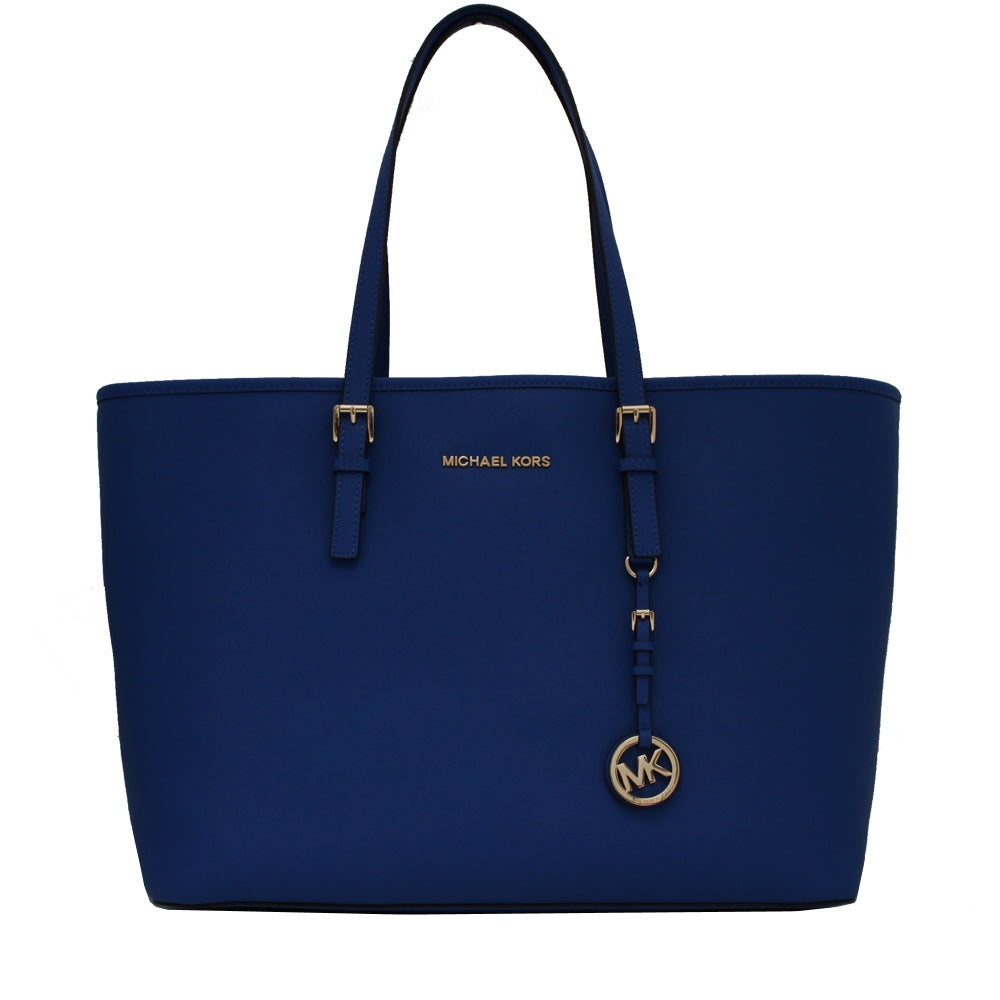 Michael Kors Jet Set Travel Multifunction Medium Saffiano Leather Tote Bag Electric Blue