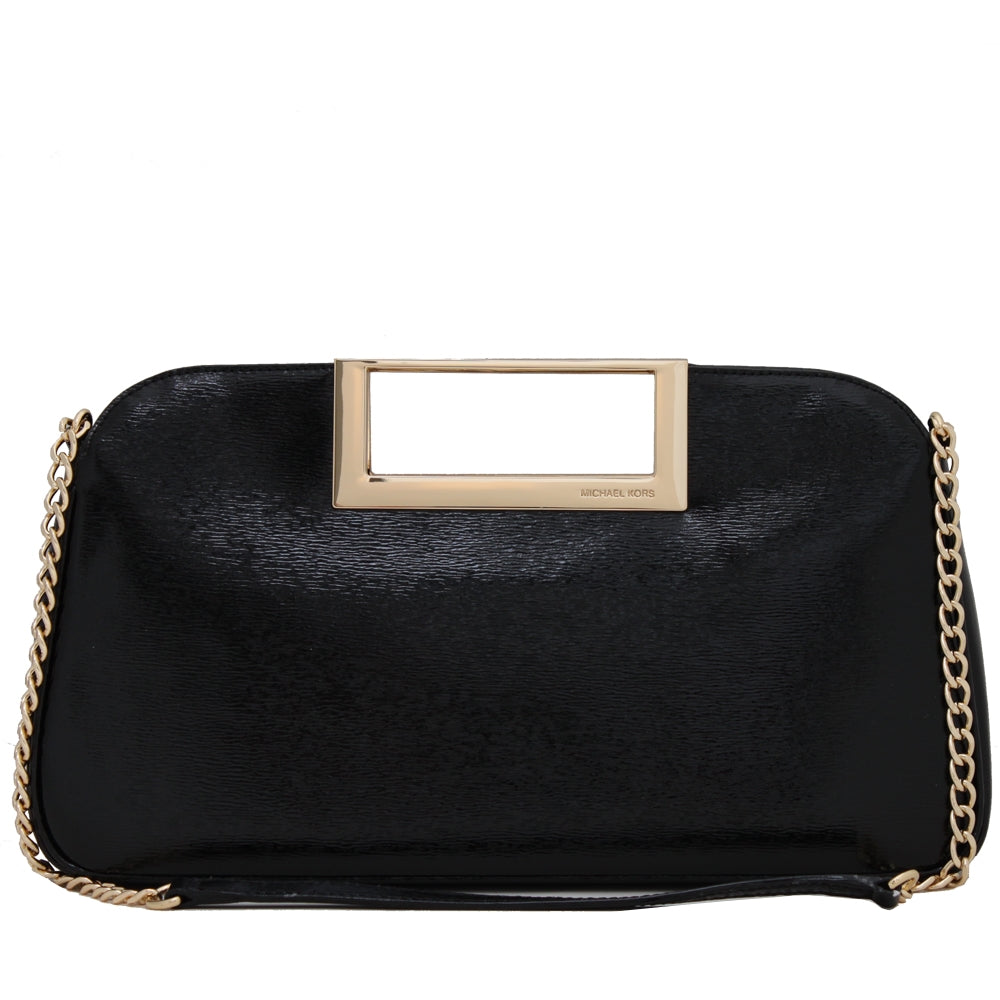 Michael Kors Berkley Patent Leather Large Clutch Bag - Black