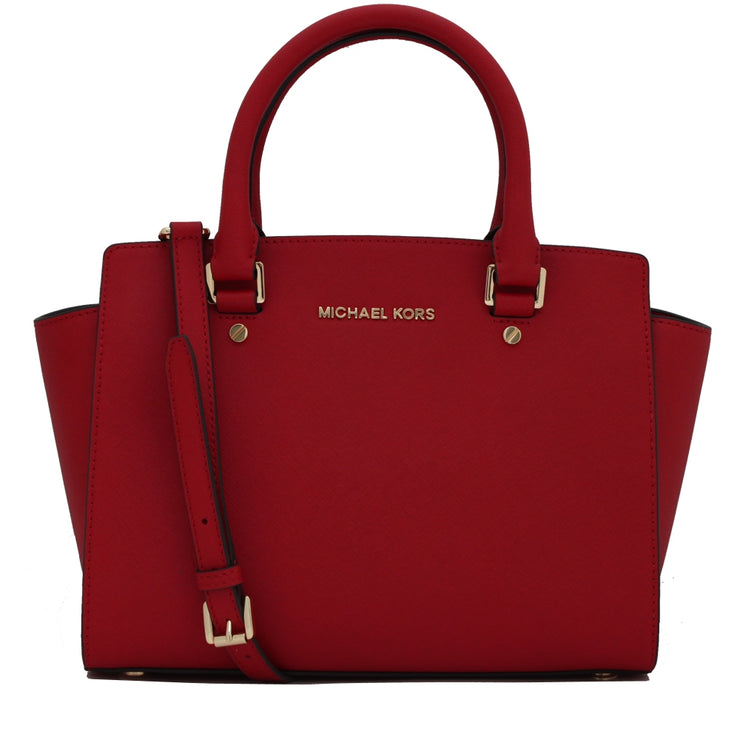 Michael Kors Selma Saffiano Leather Medium Satchel Bag- Chili