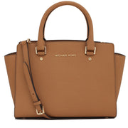 Michael Kors Selma Saffiano Leather Medium Satchel Bag- Peanut