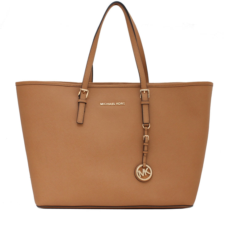 Michael Kors Jet Set Travel Medium Saffiano Leather Tote Bag- Peanut