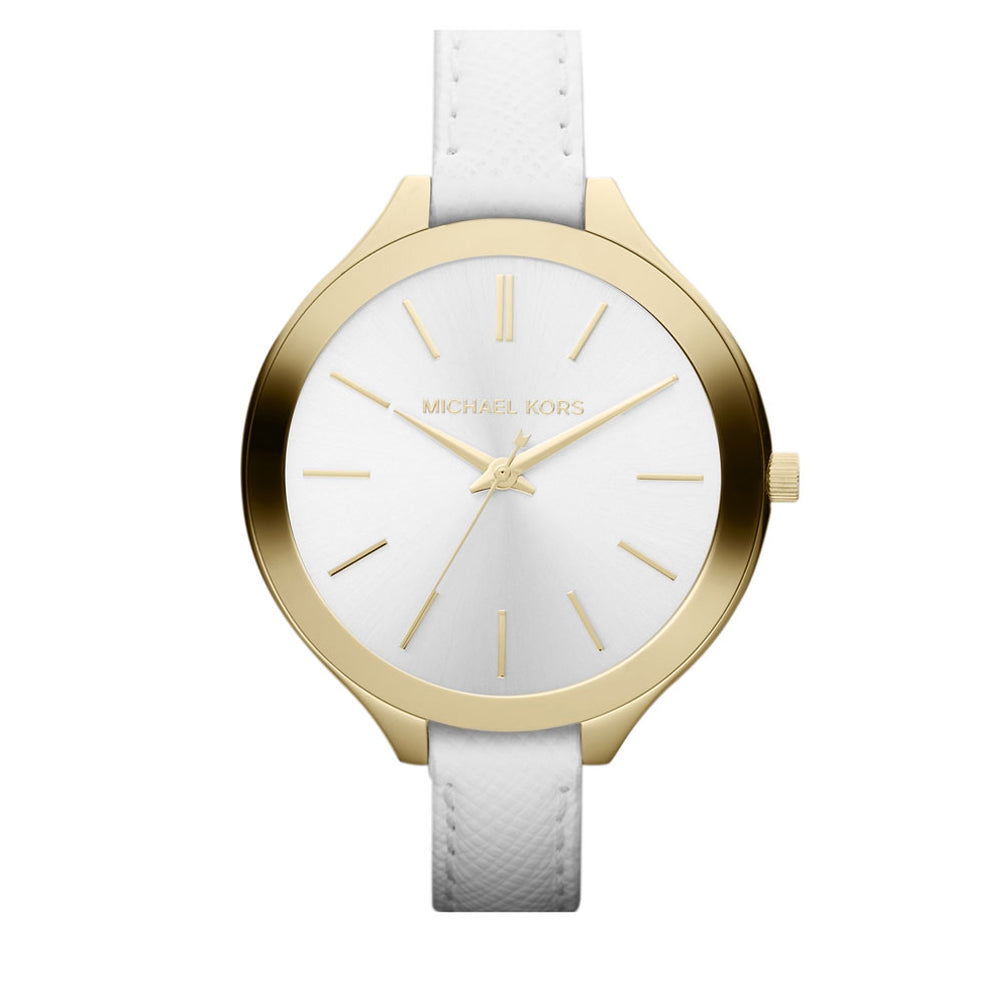 Michael Kors Watch MK2273 Slim Runway White Leather Ladies Watch PinkOrchard