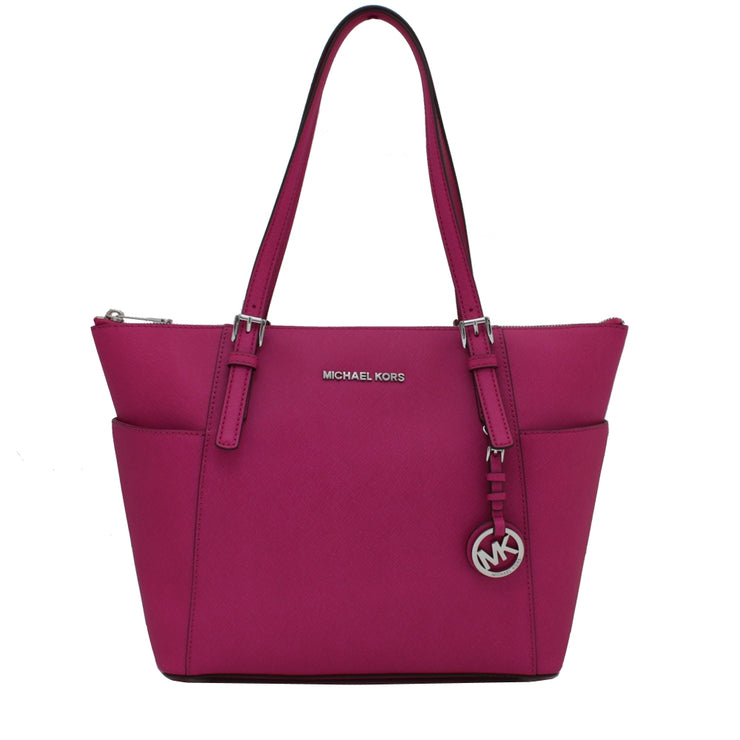 Michael Kors Jet Set East West Top-Zip Saffiano Tote Bag- Fuschia