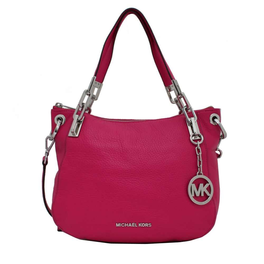 Michael Kors Brooke Leather Medium Shoulder Tote Bag Raspberry