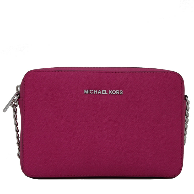 Michael Kors Jet Set Travel Large Saffiano Leather Crossbody Bag- Fuschia