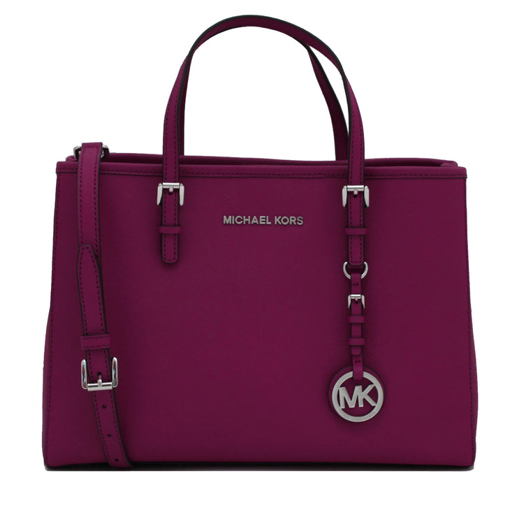 Michael Kors Jet Set Medium Saffiano Leather East West Tote Bag- Deep Pink