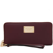 Michael Kors Jet Set Travel Leather Zip Around Continental Wallet Wristlet- Merlot