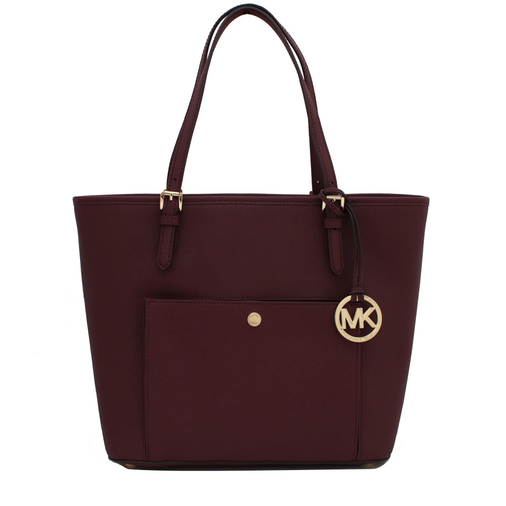 Michael Kors Jet Set Leather Large Snap Pocket Tote Bag