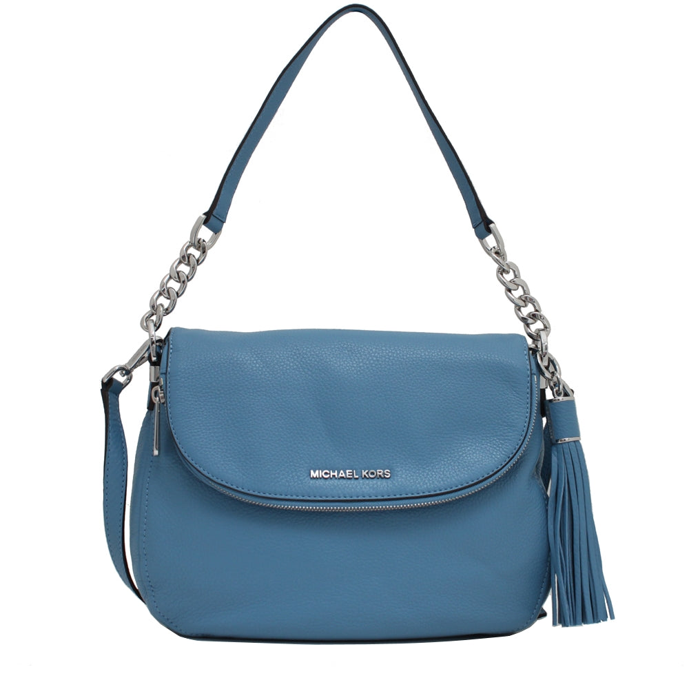 Michael Kors Bedford Tassel Medium Leather Convertible Shoulder Bag Sky