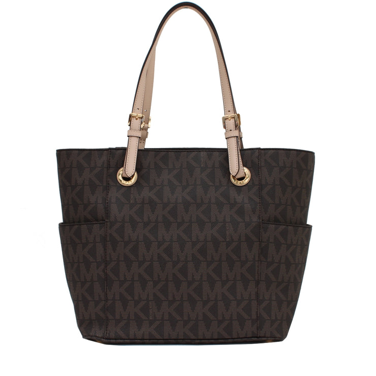 Michael Kors Jet Set Logo East West Signature Tote Bag- Brown