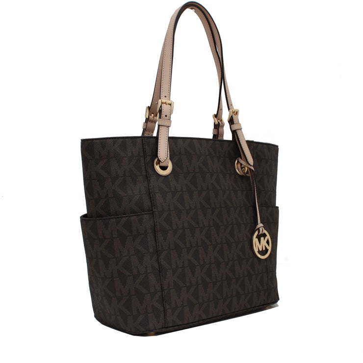 Michael Kors Jet Set Logo East West Signature Tote Bag- Brown