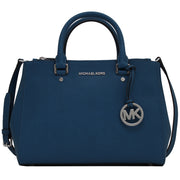 Michael Kors Sutton Medium Saffiano Leather Satchel Bag- Steel Blue