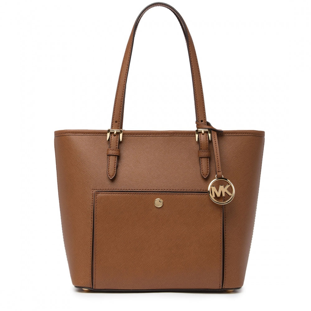 Michael Kors Brown Jet Set Saffiano Top-Zip buying Leather Tote Bag