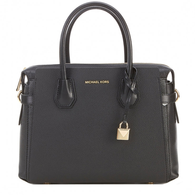 Mercer small logo debossed pebbled leather belted discount satchel