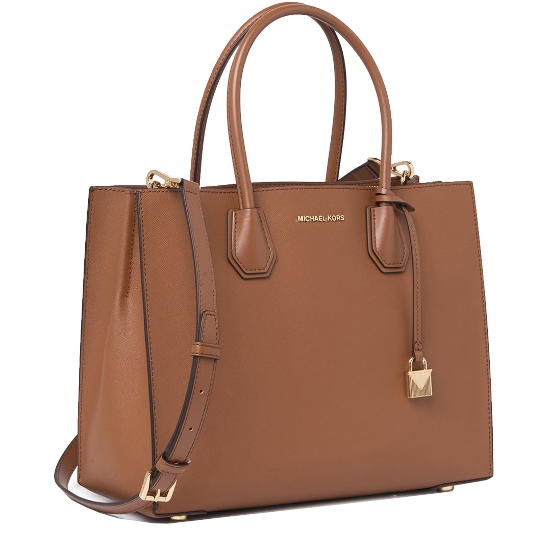 Michael top Kors Large Mercer Pebbled Leather Tote in Luggage / Cognac Brown Tan