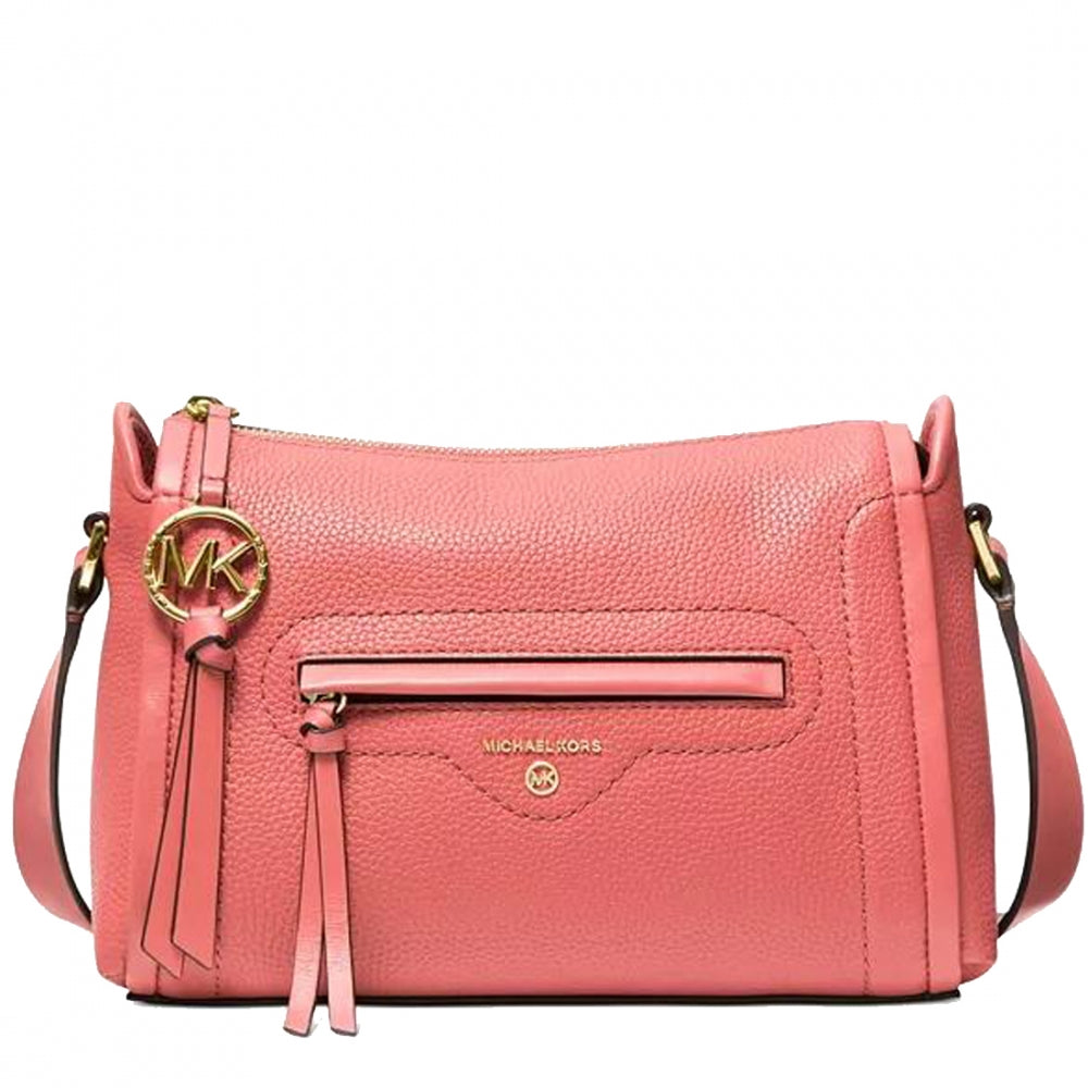 Michael Kors Carine Large Pebbled Leather Crossbody Bag in Pink