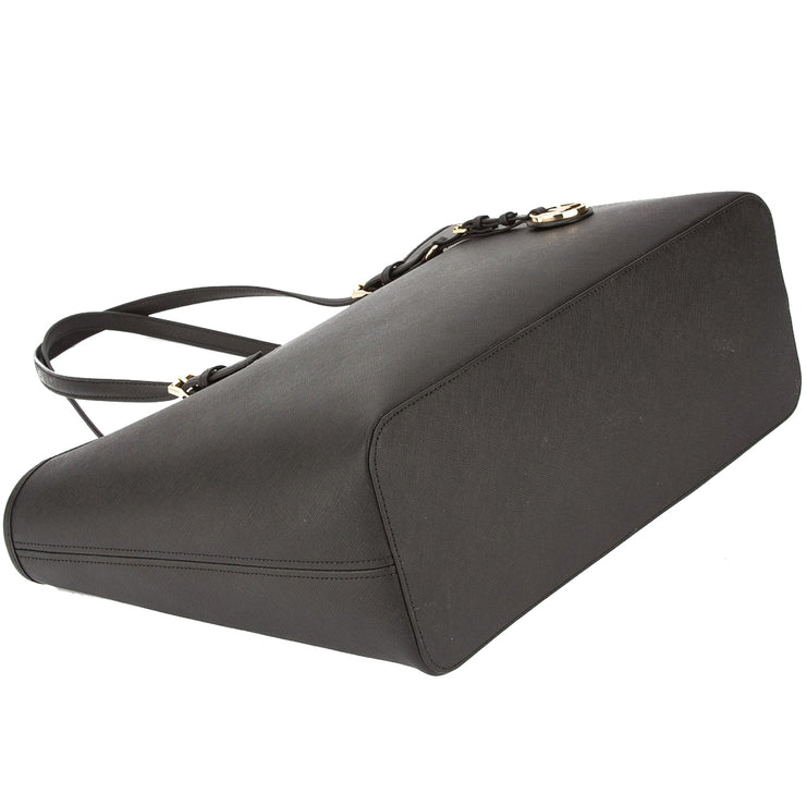 Michael Kors Jet Set Medium Saffiano Leather Top-zip Tote Bag in Black