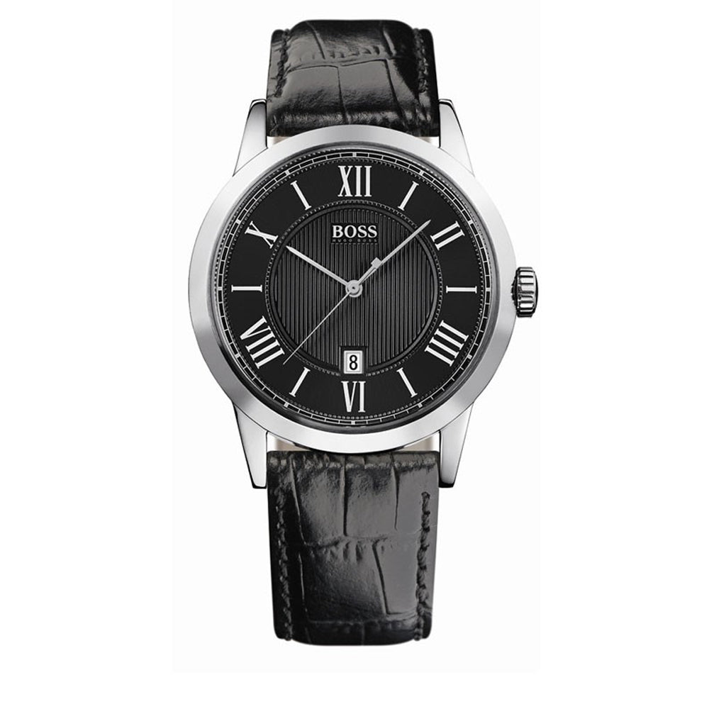 Mens hugo boss leather strap watch best sale