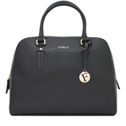 Furla Elena Medium Leather Satchel Bag- Onyx