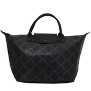 Longchamp 1623510 LM Metal Top Handle M Tote Bag- Black