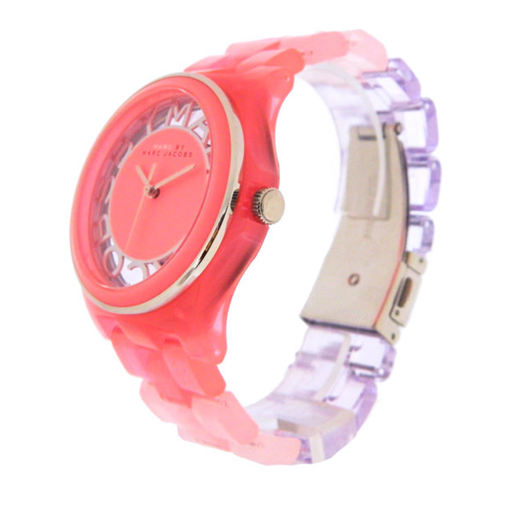 Marc by Marc Jacobs Watch MBM4568- Henry Skeleton Fluro Coral Silicon Ladies Watch