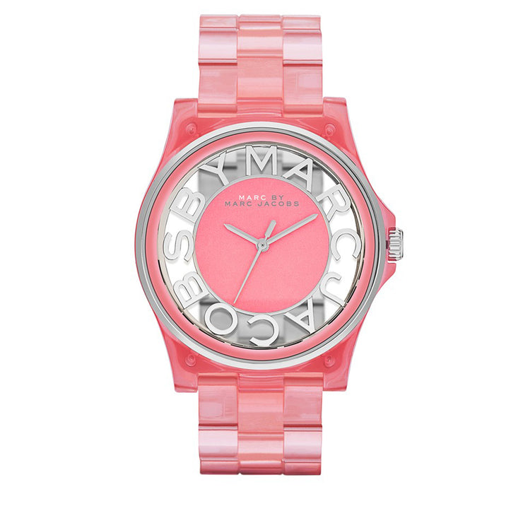 Marc by Marc Jacobs Watch MBM4568- Henry Skeleton Fluro Coral Silicon Ladies Watch