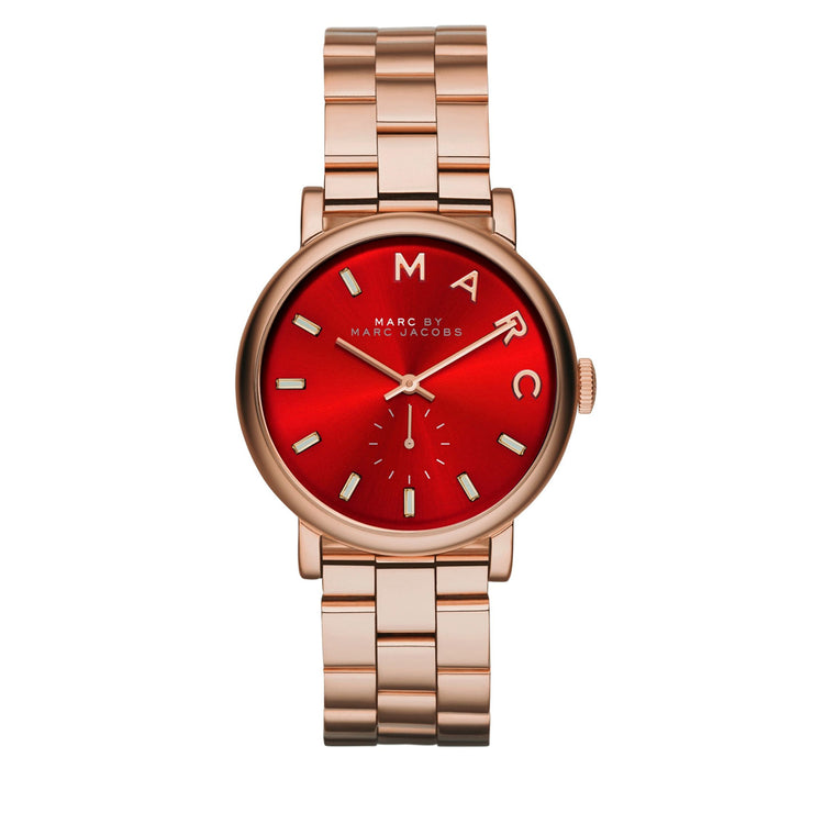 Marc by Marc Jacobs Watch MBM3344- Baker Red Dial Rose Gold Stainless Steel Ladies Watch