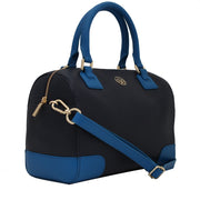 Tory Burch Robinson Colour-Block Middy Satchel Bag- Tory Navy-Evening