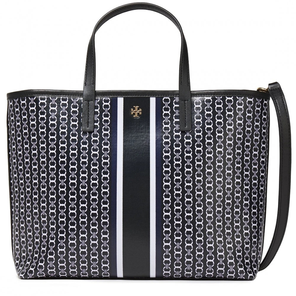 Tory Burch Gemini Link Small Tote Bag Black Gemini Link Stripe