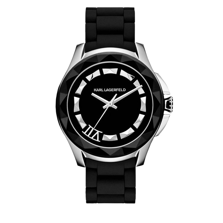 Karl Lagerfeld Unisex Black Silicone Wrapped Stainless Steel Bracelet Watch