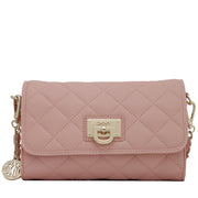 DKNY Quilted Leather Small Flap Crossbody Bag- Blush