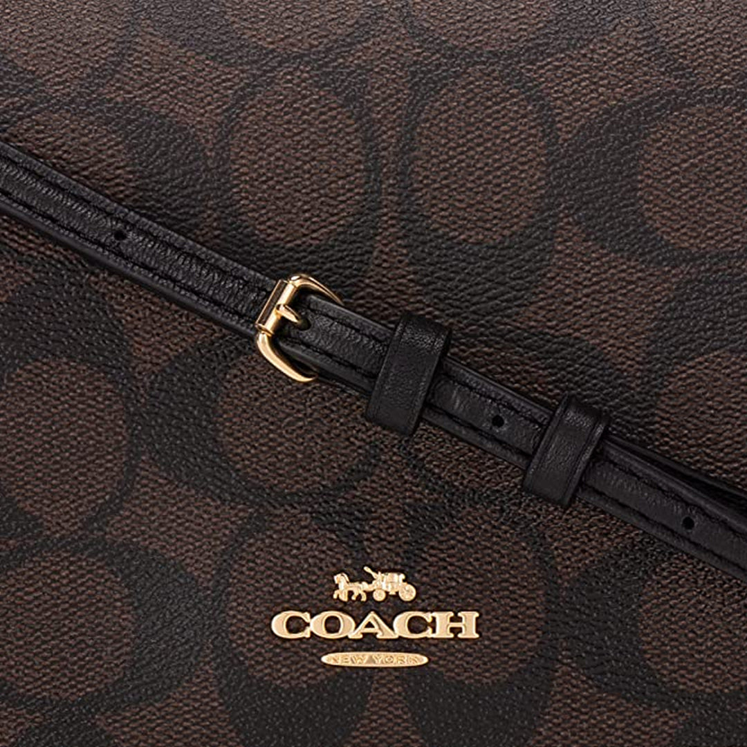 COACH high quality 3036 FOLDOVER CROSSBODY CLUCH PURSE BROWN BLACK SIGNATURE