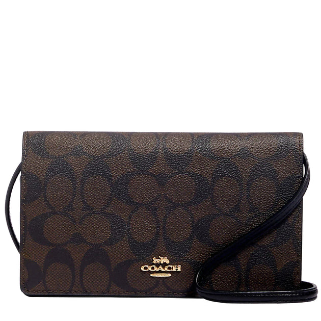 Buy Coach Anna Foldover Clutch Crossbody Bag In Signature Canvas Brown ...