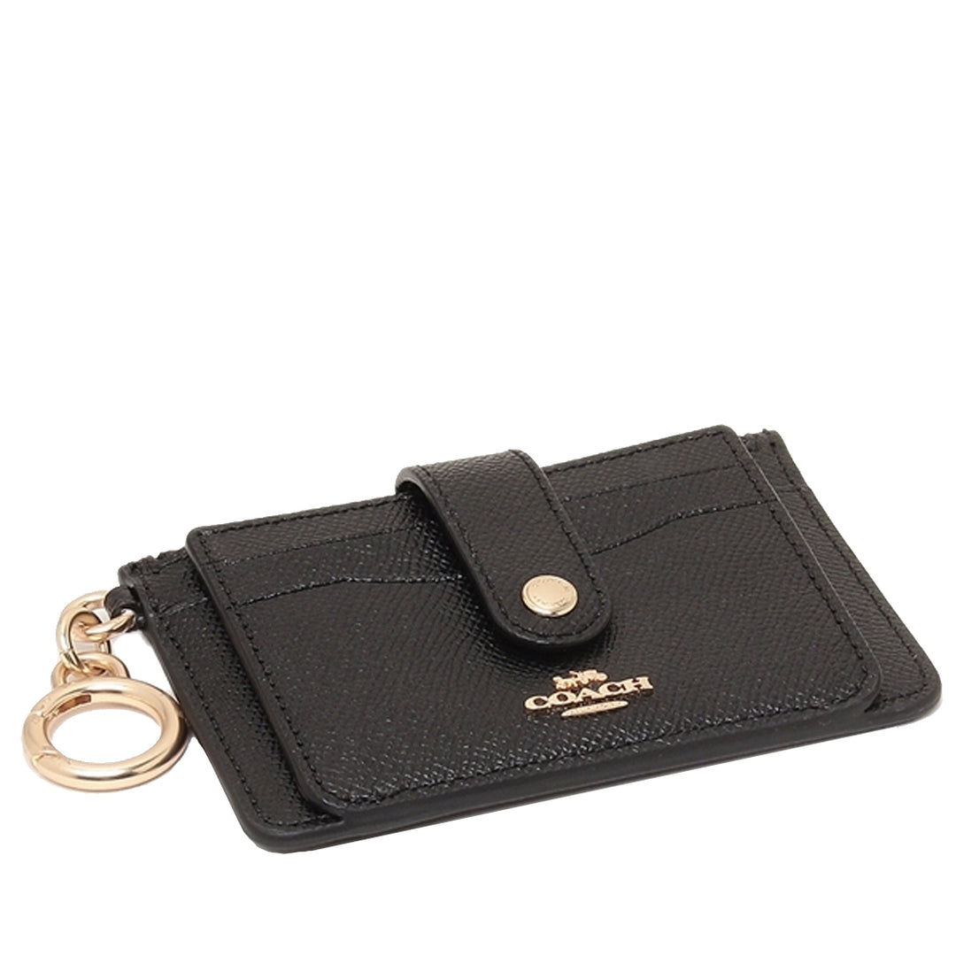 Coach Attachment Card Case Black C6881 Crossgrain Leather discount