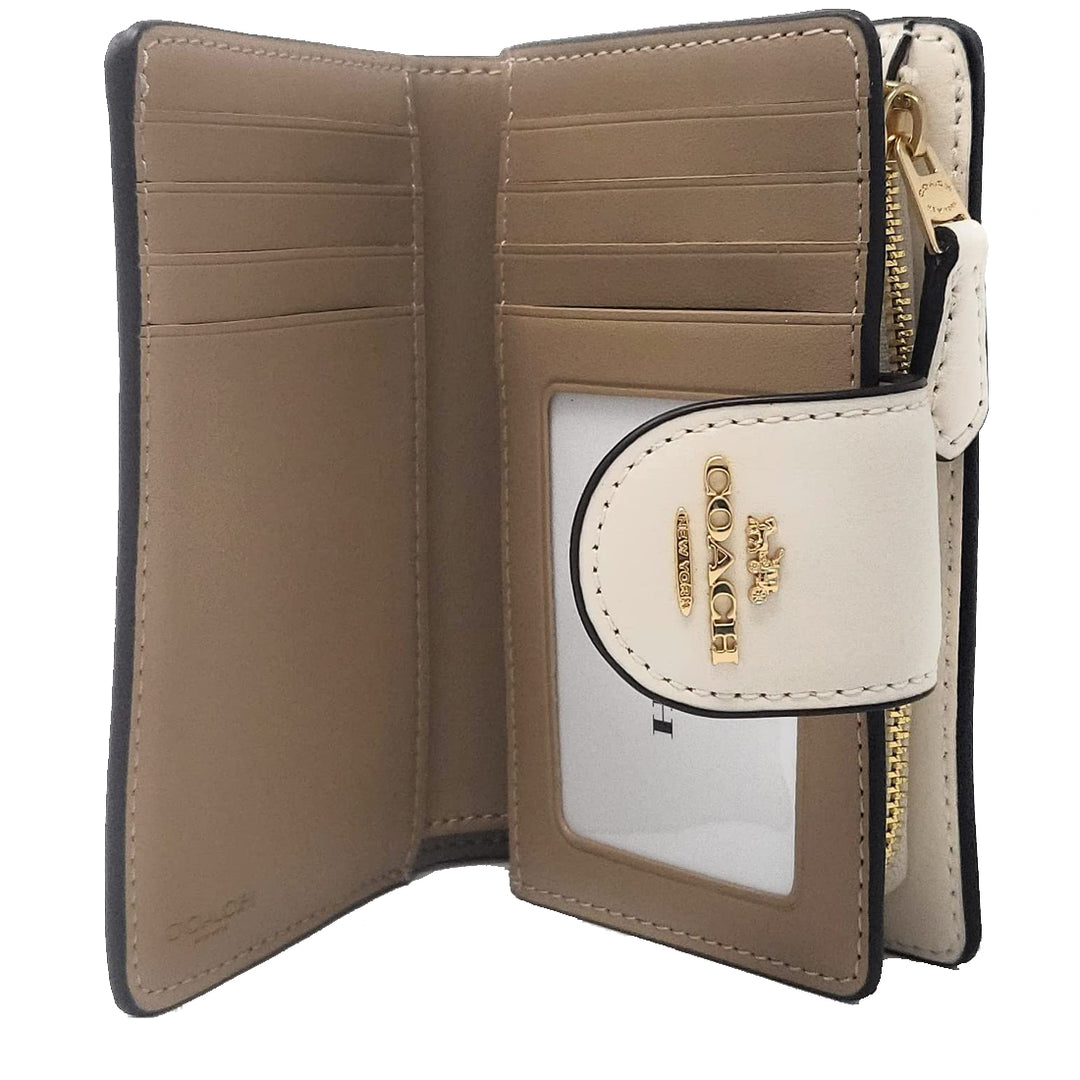 Coach C0082 Medium Corner Zip Wallet In Signature Canvas sold Gold/Khaki/Chalk