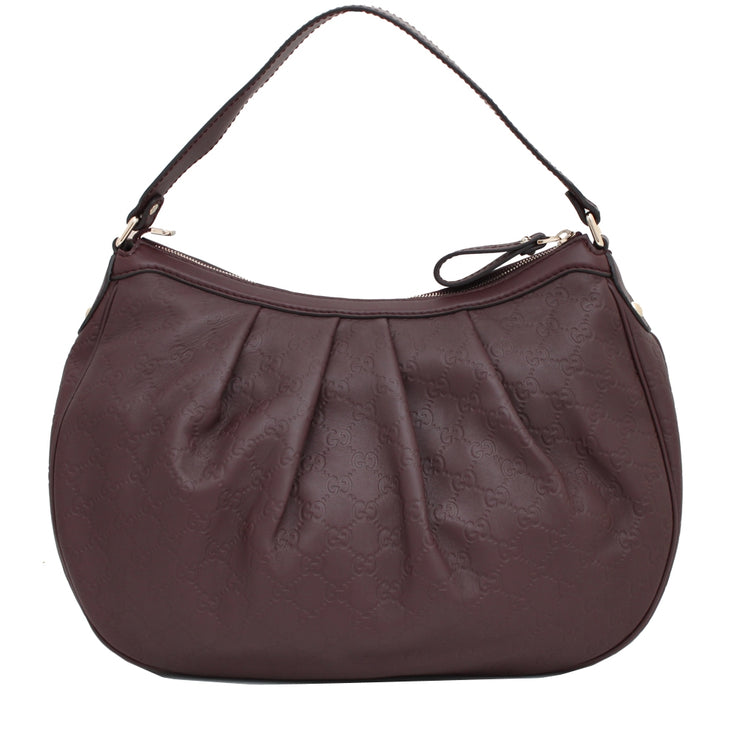 Gucci 364843 GG Charm Sukey Guccissima Leather Hobo Bag- Burgundy