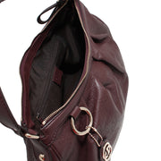 Gucci 364843 GG Charm Sukey Guccissima Leather Hobo Bag- Burgundy