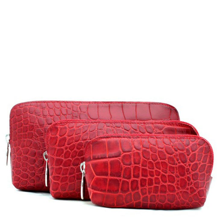 Croc Embossed 3-in-1 Cosmetics Case